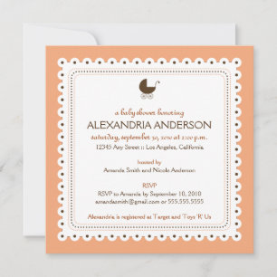 (Coral) Preciosa invitación Personalizado Baby Sho