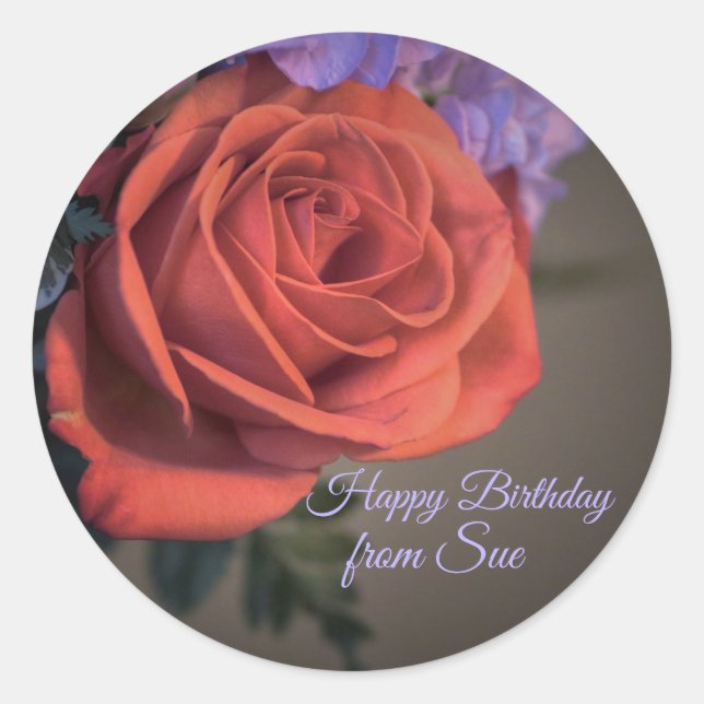 Coral Rosa Nombre personalizado Pegatinas de cumpl (Anverso)