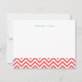 Coral Simple Chevron Gracias Cartas De Nota