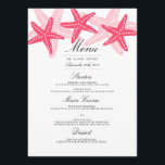 Coral Starfish Beach Wedding Menú de cena<br><div class="desc">¡Más colores en la Pequeña Tienda Bayleigh!</div>
