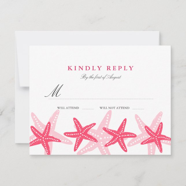 Coral Starfish Beach Wedding RSVP (Anverso)