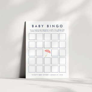 Coral   Tarjeta de juego de bingo de Baby Shower