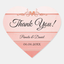 Coral Ton sur Ton Stripe Boda Gracias Pegatina