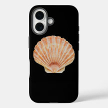Coral Toned Scallop Shell Black iPhone 16 Funda