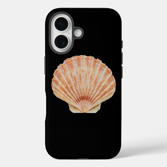 Coral Toned Scallop Shell Black iPhone 16 Funda (Reverso )