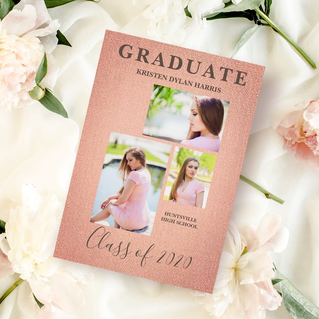 Coral Tres Fotos Collage Graduación Textil (Subido por el creador)