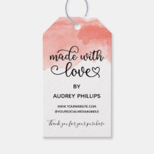 Coral Watercolor Cute Hecho Con Amor Etiqueta De P