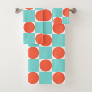 Coral y Aqua Tablero de Damas Circular