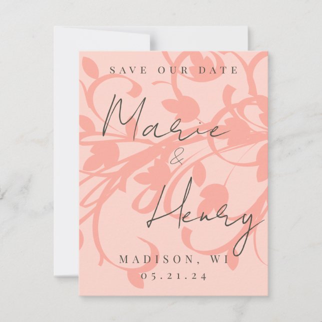 Coral y Cream Filigree Salven la fecha (Anverso)