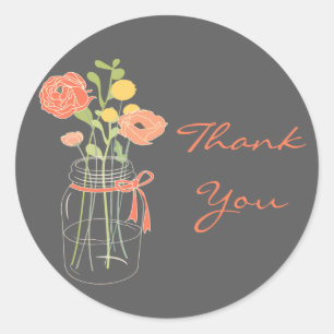 Coral y Gray Mason Jar Boda Favor Pegatinas