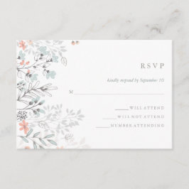 Coral y Gray RSVP Boda botánico rústico Boho