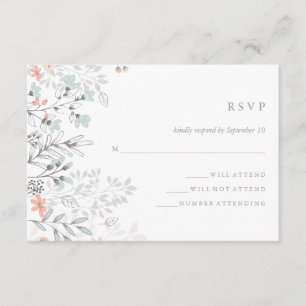 Coral y Gray RSVP Boda botánico rústico Boho