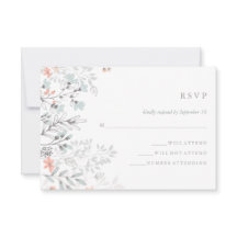 Coral y Gray RSVP Boda botánico rústico Boho