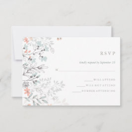 Coral y Gray RSVP Boda botánico rústico Boho