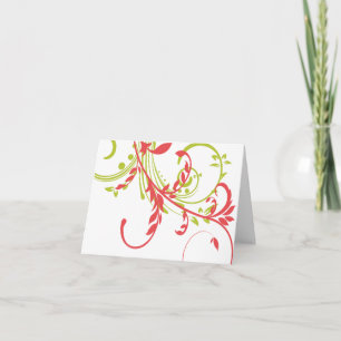 Coral y Green Doble Floral Gracias Nota