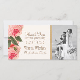 Coral y Peonies rosados Gracias tarjeta de foto (4