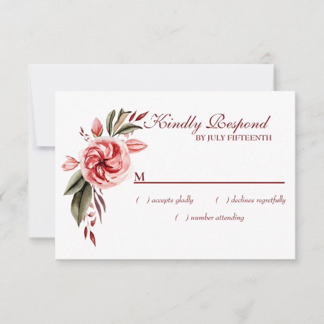 Coral y Rubor Floral RSVP (Anverso)