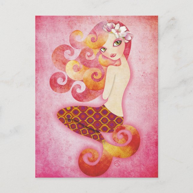Coraleen, sirena con postal rosa (Anverso)