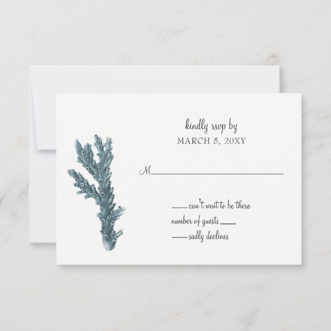 Corales Azules Bajo La Invitación A La Boda Maríti (Anverso)