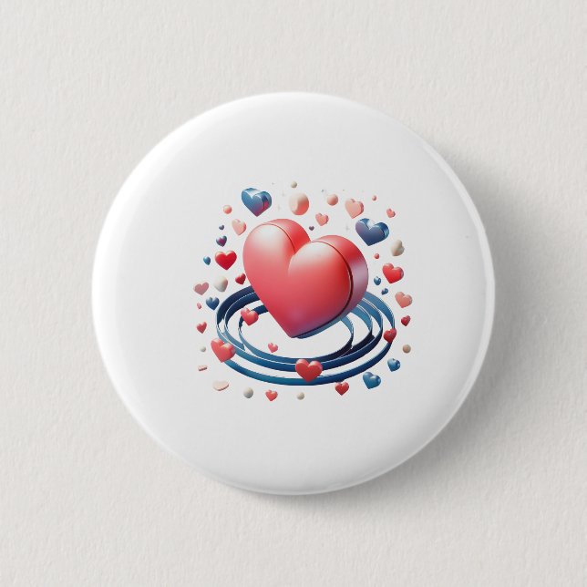 Corazón acuarela - Botón - Caer en amor (Anverso)