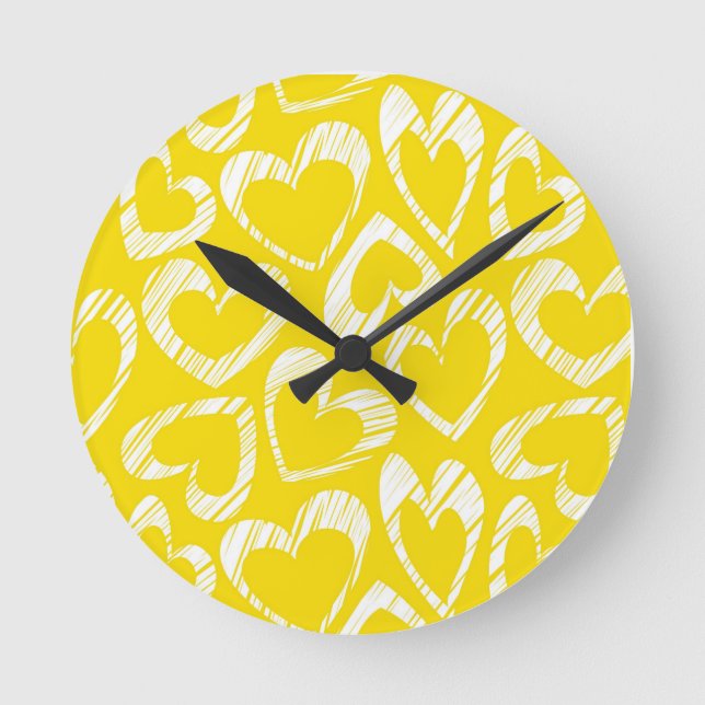 Corazón amarillo Reloj de pared (Anverso)