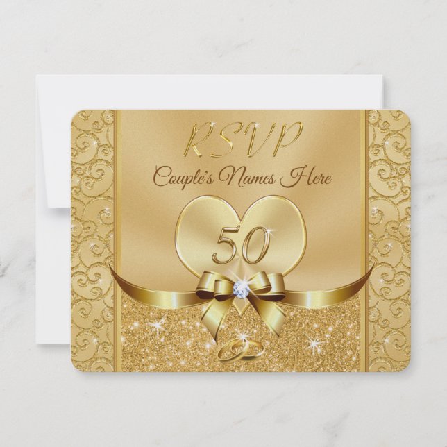 Corazón, Anillos Tarjetas de Respuesta para 50 Ani (Anverso)