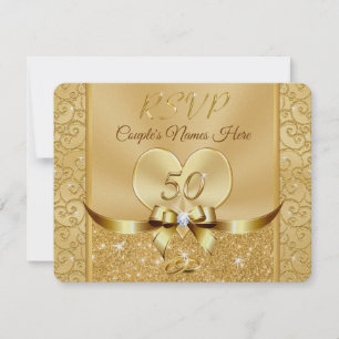 Corazón, Anillos Tarjetas de Respuesta para 50 Ani
