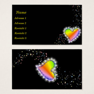 Corazón arcoiris con tarjetas de visita Stars