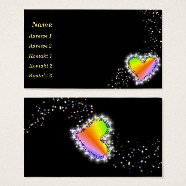 Corazón arcoiris con tarjetas de visita Stars (Anverso y reverso)