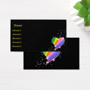Corazón arcoiris con tarjetas de visita Stars