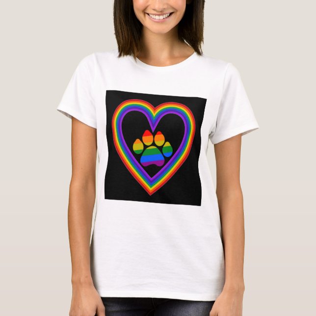 Corazón arcoiris de camiseta con pata (Anverso)