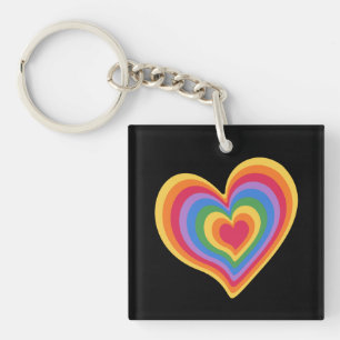 Corazón arcoíris. Orgullo amor gay Llavero