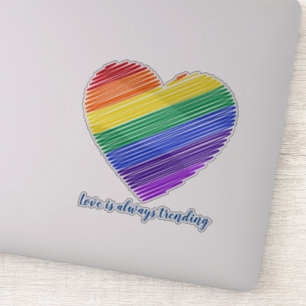 Corazón arcoiris, Pegatina portátil personalizado