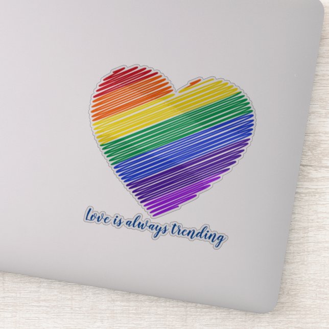 Corazón arcoiris, Pegatina portátil personalizado (Detalle)