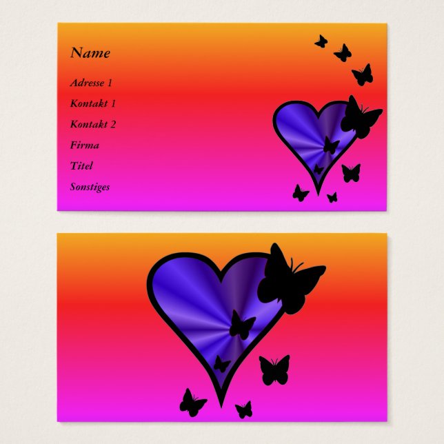 Corazón arcoiris y mariposa (Anverso y reverso)