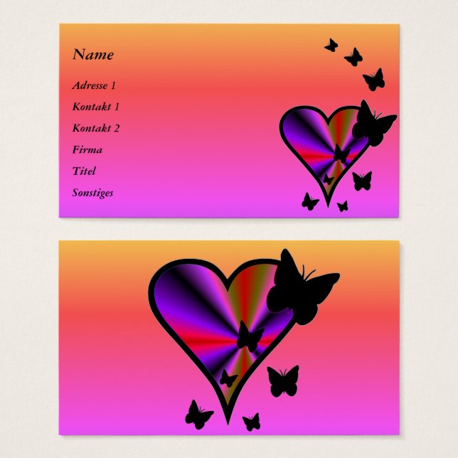 Corazón arcoiris y mariposa (Anverso y reverso)