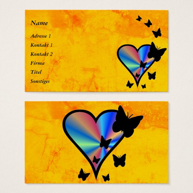 Corazón arcoiris y mariposa (Anverso y reverso)