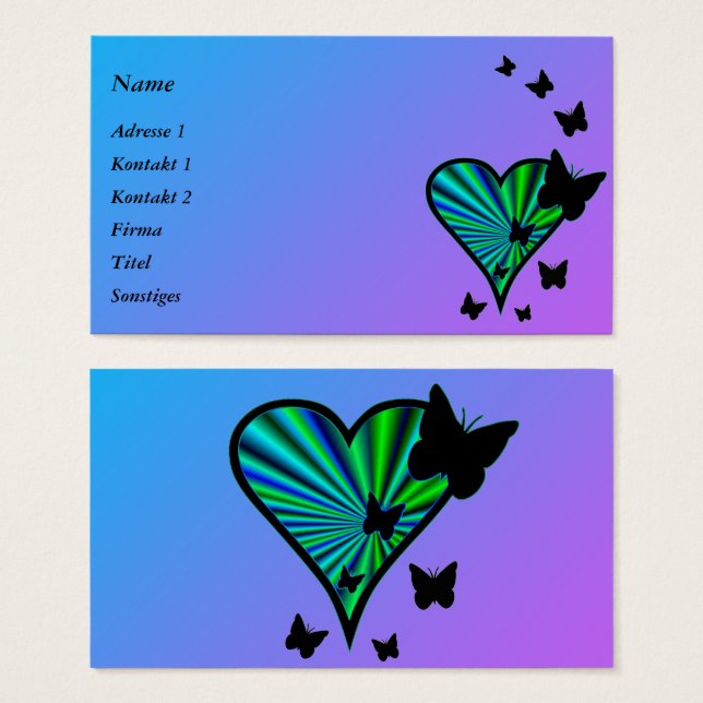 Corazón arcoiris y mariposa (Anverso y reverso)
