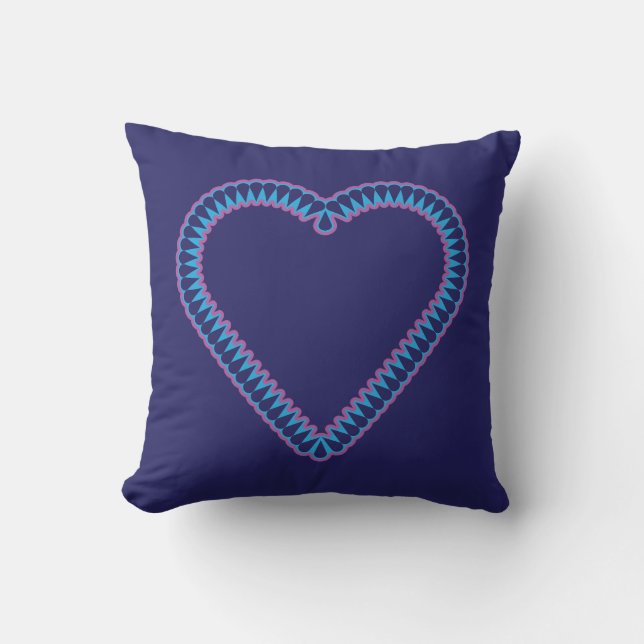 corazón azul cian sobre almohada (Anverso)