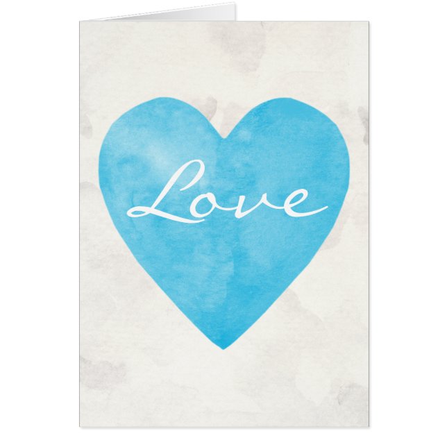 Corazón azul del amor de la acuarela (Frente)