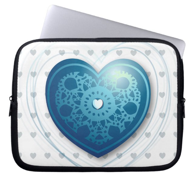 Corazón azul, funda para portátil (Frente)