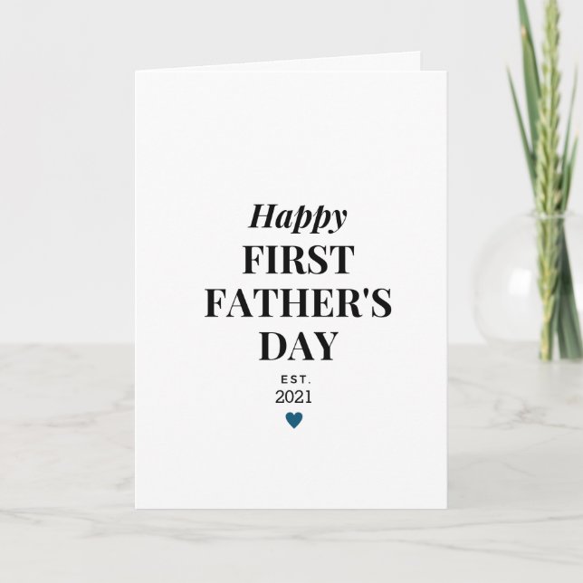 Corazón Azul Tarjeta del Primer Día del Padre (Anverso)