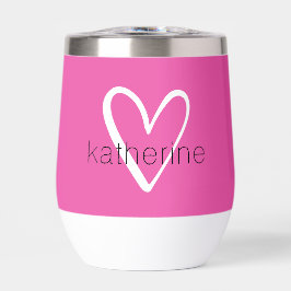 Corazón blanco en monograma rosa caliente