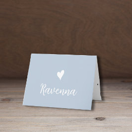 Corazón Blanco y Nombre Manuscrito Azul Polvorient