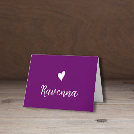 Corazón Blanco y Nombre Manuscrito  Ciruela Púrpur