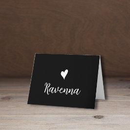 Corazón Blanco y Nombre Manuscrito Negro