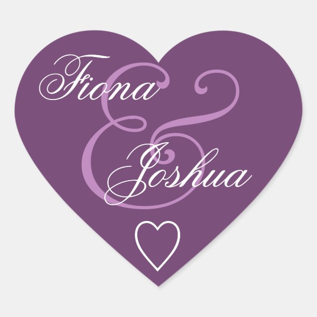 Corazón Boda de Sello para sobres púrpura V13 (Anverso)