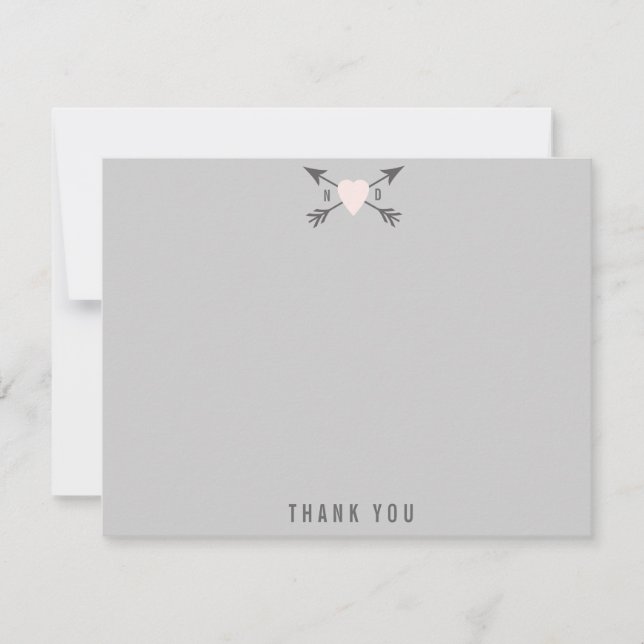 Corazón boda + Flechas Gracias Cartas De Nota (Anverso)
