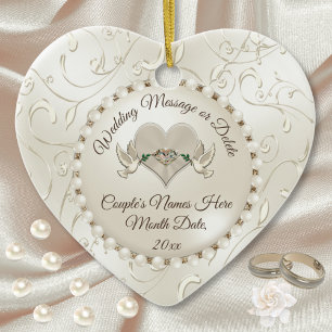 Corazón, Bodas Ornamentos de Navidad Personalizado