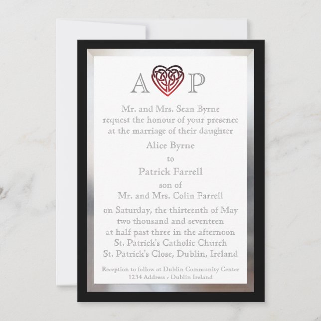 Corazón céltico - invitación de la boda (Anverso)